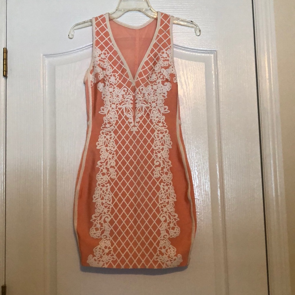 Coral Body Con Dress